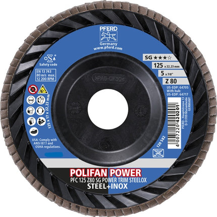 PFERD flap disc TRIM STEELOX ( 8001720490 ) Ø 125 mm grain size 80 PFC / B / T29
