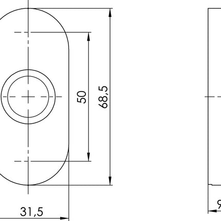 Rosone per maniglia Ogro 6621 AL ( 3000267067 ) Alluminio F1 ovale