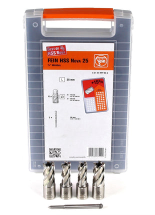 Fein HSS Nova 25 Zubehörset Best of Kernbohrer 3/4" Weldon 5-tlg. 25mm Schnitttiefe in Kunststoffbox ( 63134999062 ) - Toolbrothers