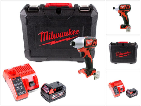 Milwaukee M18 BID-501 C 18 V Li-Ion Akku Schlagschrauber im Koffer + 1 x 5,0 Ah Akku + Ladegerät - Toolbrothers