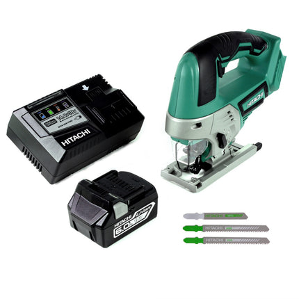 Hitachi CJ 18 DGL 18V Akku Stichsäge + 1x Akku 6,0Ah + Ladegerät + 3 x Stichsägeblätter - Toolbrothers