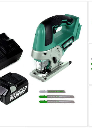 Hitachi CJ 18 DGL 18V Akku Stichsäge + 1x Akku 6,0Ah + Ladegerät + 3 x Stichsägeblätter - Toolbrothers