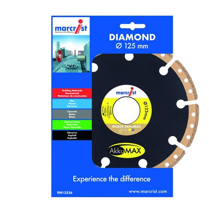Disque à tronçonner diamanté MC850 AkkuMAX ( 4000865528 ) Ø 125 mm Alésage 22,23 mm Meuleuse d'angle Largeur de segment 37,6 mm