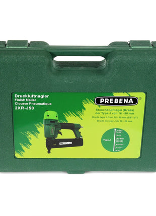 Prebena 2XR-J50 Druckluftnagler im Transportkoffer + 5000x Stauchkopfnägel Brads 30mm - aus verzinktem Stahl, geharzt - Toolbrothers