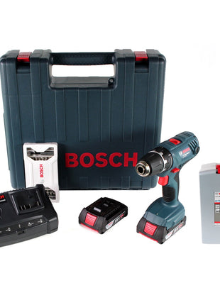 Bosch Professional GSR 18V-21 Akku Bohrschrauber 18V 55Nm + 2x Akku 2,0Ah + Ladegerät + Spiralbohrer Set + Bit Set + Koffer - Toolbrothers