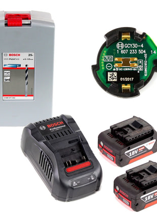 Bosch GSR 18 V-85 C Akku Bohrschrauber 18V 110Nm Solo in L-Boxx mit GCY 30-4 Connectivity Modul und 2x 5,0 Ah Akku + Ladegerät + 25 tlg. Spiralbohrer Set - Toolbrothers