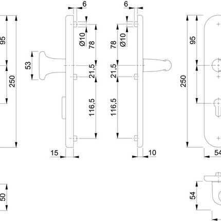 Hoppe Schutzwechselgarnitur Verona 86G/3332ZA/3310/1510 ( 3000252718 ) Aluminium F1 42-47 mm