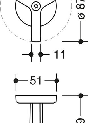 Crochet triple HEWI série 477 (3000207486) mat, élastique hauteur 69 mm Ø 51 mm