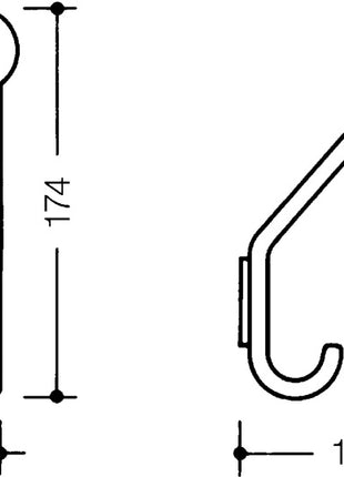 HEWI Garderobenhaken 477.90.080 ( 3000206925 ) einfach Ausladung 116 mm Höhe 172 mm