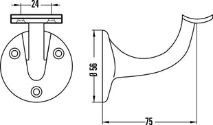 Soporte pasamanos Hermeta 3505 (3000283332) soporte curvo aluminio anodizado plata