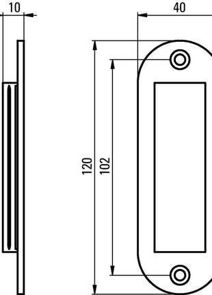 Coque de porte coulissante Hermeta (3000283375) aluminium thermolaqué noir ovale longueur 120 mm largeur 40 mm