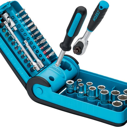 Set di chiavi a bussola Hazet 856-1HP ( 8000753595 ) 38 pezzi 1/4 ″ Numero di denti 90 esagono