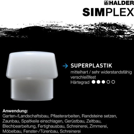 Marteau de protection Halder SIMPLEX ( 8000794782 ) longueur 405 mm Ø tête 60 mm