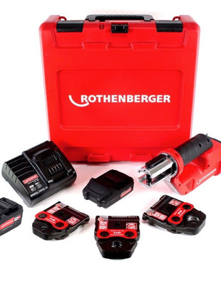 Rothenberger ROMAX Compact TT Set M Akku Kompaktpressmaschine + PB-Set M15-22-28 im Koffer + 1x 2,0 Ah Akku + 1x 4,0 Ah Akku + Lader + 3x Pressbacken - Toolbrothers