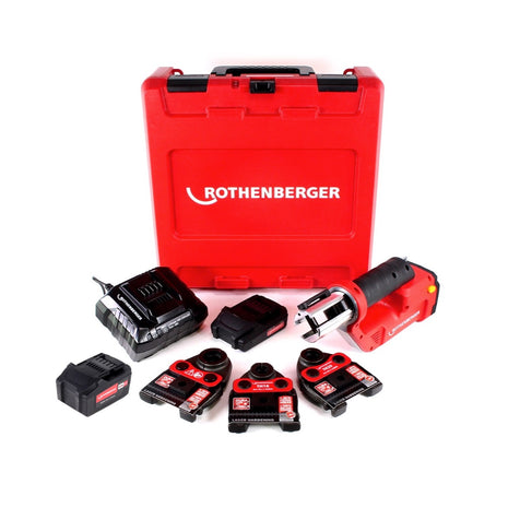 Rothenberger ROMAX Compact TT Set TH EU Akku Kompaktpressmaschine elektrohydraulisch im Transportkoffer + 1 x 2,0 Ah Akku + 1x 4,0 Ah Akku + Ladegerät + 3 x Pressbacken ( 1000002120 ) - Toolbrothers