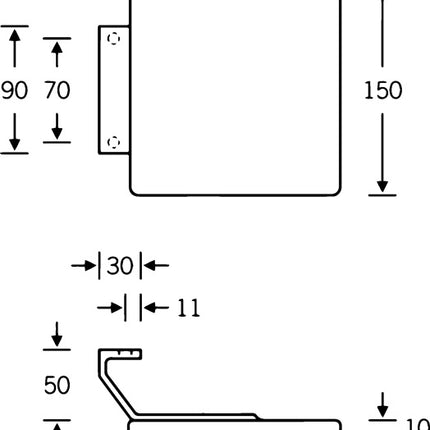 Empuñadura FSB (3313102012) aluminio longitud 150 mm ancho 150 mm inclinada