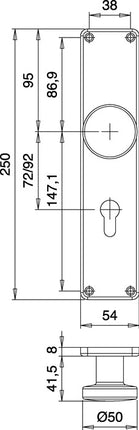 EDI Knopf-Renovierschild 344 H ( 3000261364 ) Edelstahl EST 92 mm PZ
