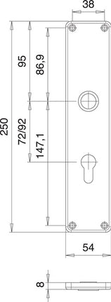 EDI Renovierschildpaar 220 Z ( 3000261360 ) Edelstahl F00 Entfernung 72 mm