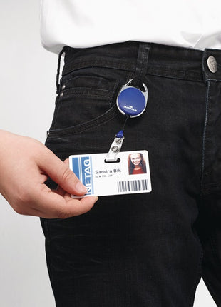 Porte-carte d'identité durable (9000483357) avec boucle à bouton-pression bleue