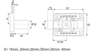 Serrure à visser BMB (3000271820) entraxe 15-40 mm avec différentes clés