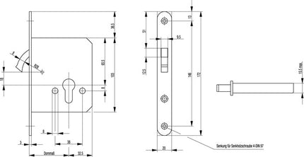 BKS Compass bolt lock 0371/0372 ( 3000250897 ) Compass bolt 20 x 172 mm