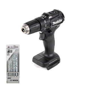 Makita DHP 483 ZB Akku Schlagbohrschrauber 18V 40Nm schwarz Solo + 5tlg. Bohrer-Set - ohne Akku, ohne Ladegerät
