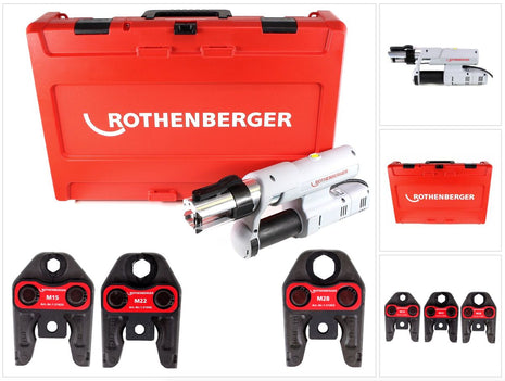 Rothenberger ROMAX AC ECO Set M 230 V Pressmaschine Typ C für Netzbetrieb im Transportkoffer + 3 x Pressbacken ( 15750 ) - Toolbrothers