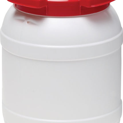 Fusto a collo largo ( 9000450100 ) 6,0 l PE bianco con coperchio rosso Apertura di riempimento Ø 136 mm