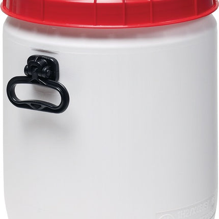 Wide-neck drum ( 9000450112 ) 34 l white with red lid Filling opening-Ø 296 mm