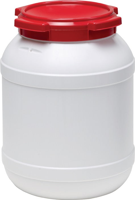 Wide-neck drum ( 9000450103 ) 26.0 l PE white with red lid Filling opening-Ø 203 mm