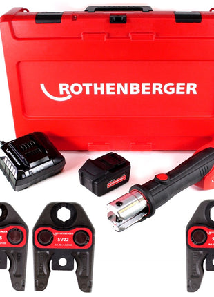 Rothenberger ROMAX 4000 Basic Set Akku Pressmaschine 18V 34kN + 1x Akku 4,0Ah + Ladegerät + 3x Pressbacken + Koffer ( 1000001924 ) - Toolbrothers