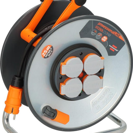 Brennenstuhl tambor de cable professionalLINE SteelCore (8000809077) 25 m caucho 3 x 2,5 mm² chapa de acero aislado IP44