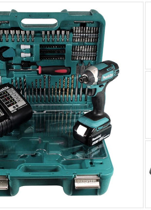 Makita DTD 152 SMTK Akku Schlagschrauber 18V 165Nm + 1x Akku 4,0Ah + Ladegerät + 101tlg. Zubehörset im Koffer - Toolbrothers