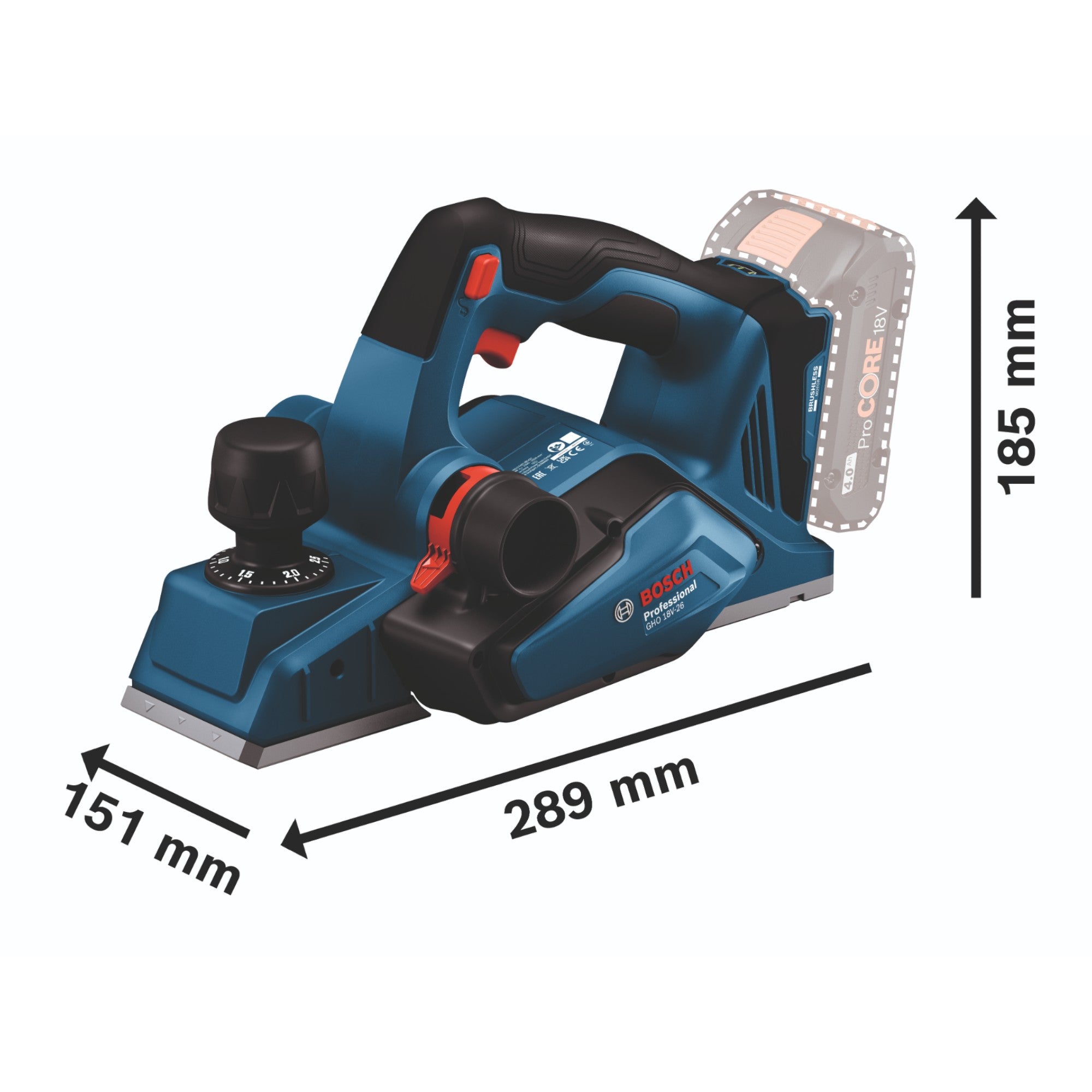 Bosch GHO 18V 26 Professional Akku Hobel 18 V 2 6 mm Brushless 1x Akku 5 0 Ah L Boxx ohne Ladegeraet 4 - toolbrothers