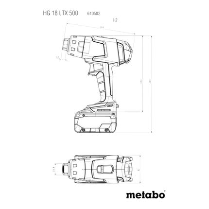 Metabo HG 18 LTX 500 Cordless hot air gun 18 V 300 / 500 °C Solo ( 610502850 ) - without battery, without charger
