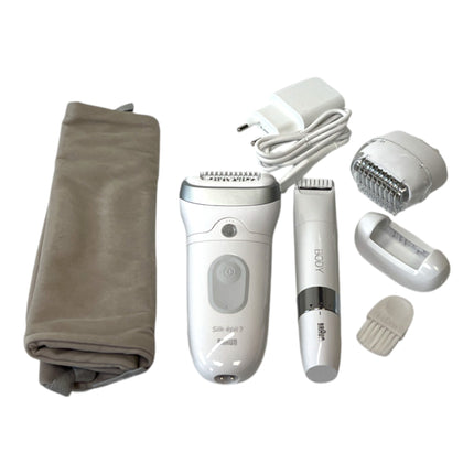 BRAUN Silk Epil 7-441 Épilateur Femme Épilation longue durée + tête de tondeuse + mini-rasoir Blanc / Argent