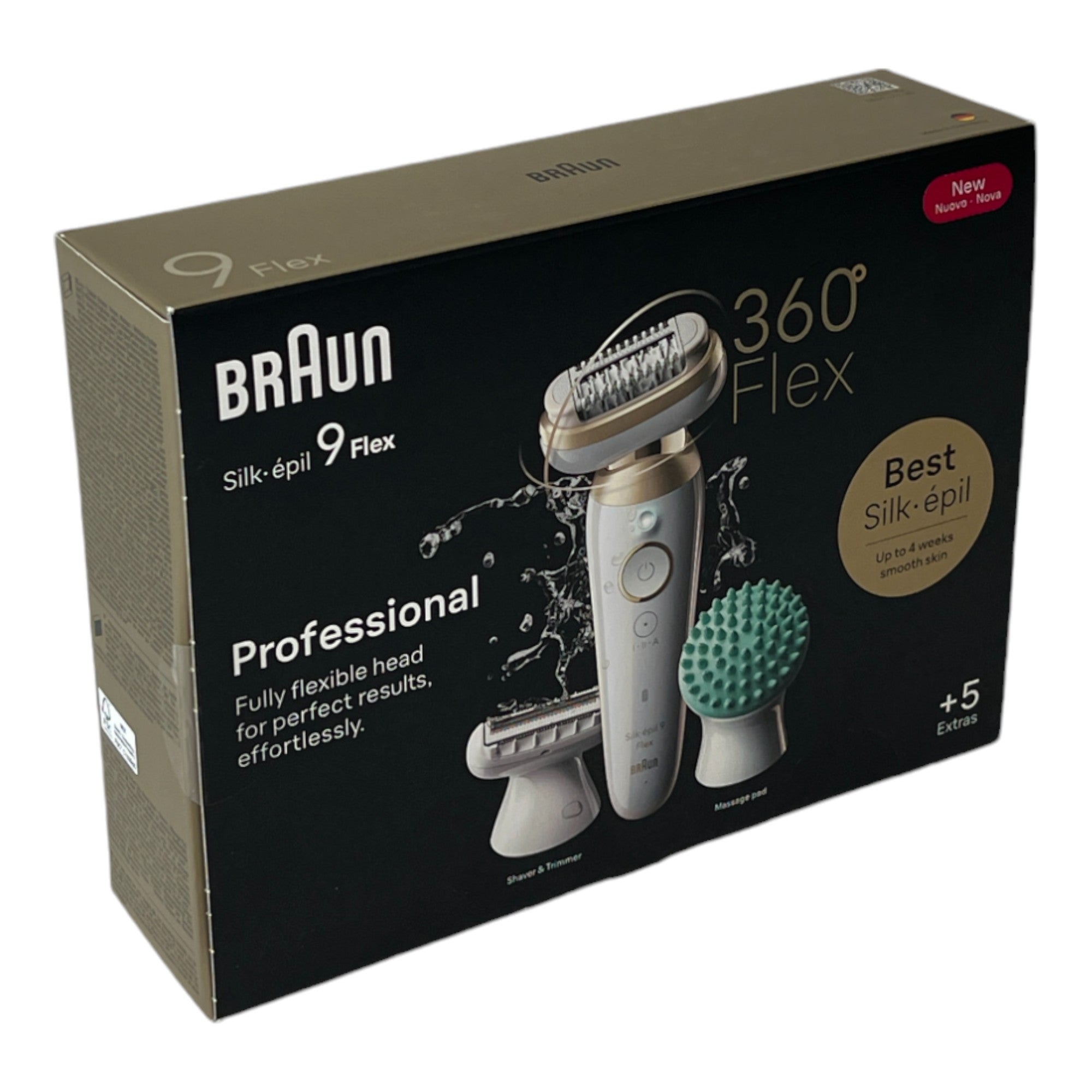 BRAUN Silk Epil 9 071 3D Flex Epilierer Damen Haarentferner fuer langanhaltende Haarentfernung Rasieraufsatz Massageaufsatz Weiss Gold 4 - toolbrothers