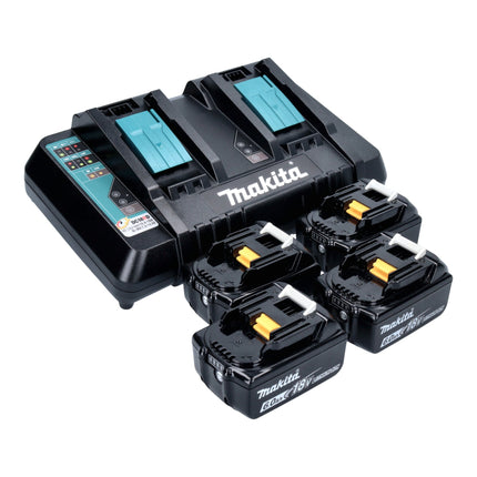 Makita DLM 538 PG4 Tondeuse à gazon sans fil 36 V ( 2x 18 V ) 530 mm + 4x batterie 6,0 Ah + chargeur