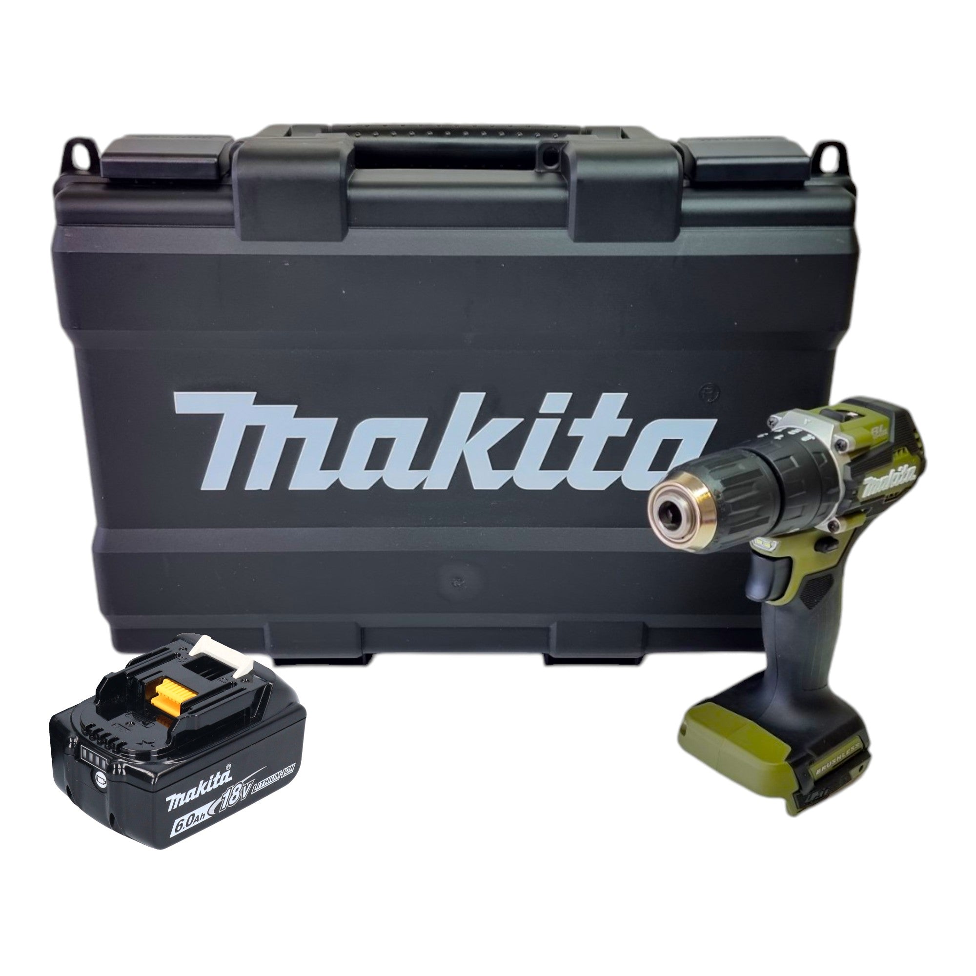 Makita DHP 487 G1KO Akku Schlagbohrschrauber 18 V 40 Nm Brushless Olive Outdoor Adventure Serie 1x Akku 6 0 Ah Koffer ohne Ladegeraet 0 - toolbrothers