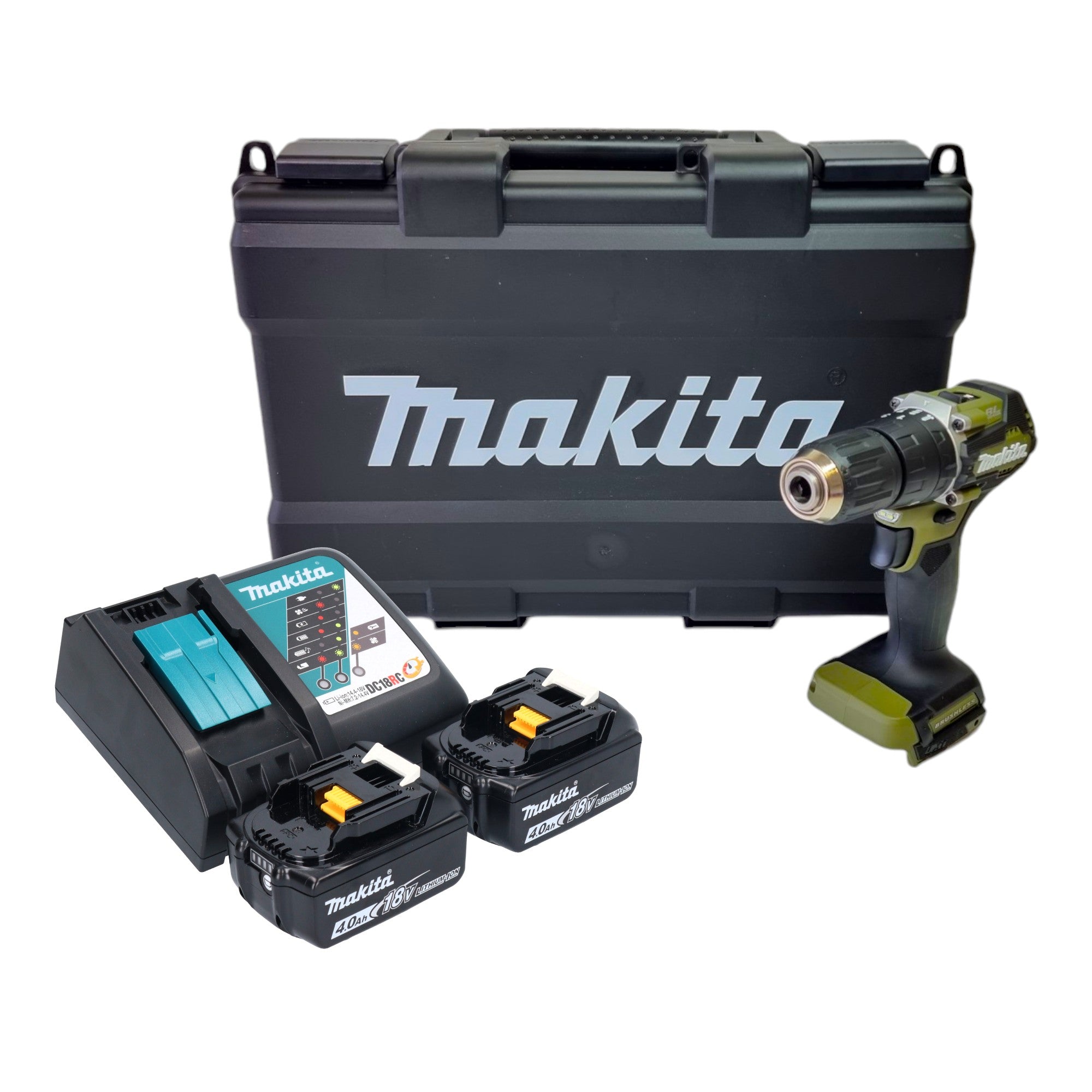 Makita DHP 487 RMKO Akku Schlagbohrschrauber 18 V 40 Nm Brushless Olive Outdoor Adventure Serie 2x Akku 4 0 Ah Ladegeraet Koffer 0 - toolbrothers