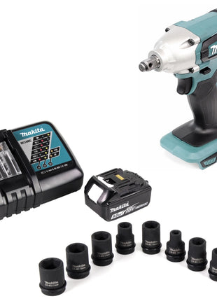 Makita DTW 190 RT1 18 V Li-Ion Akku Schlagschrauber 1/2" + 1 x 5,0 Ah Akku + Ladegerät + 9 tlg. Stecknuss-Set - Toolbrothers