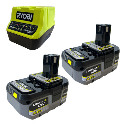 Soplador sin cable Ryobi R18TB 18 V 200 km/h + 2x batería 4,0 Ah + cargador