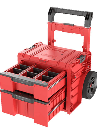 Qbrick System PRO Cart 2.0 Plus Cajón 2 Rojo Ultra HD Caja móvil Custom con ruedas 520 x 415 x 660 mm 9,5L 12L doble asa telescópica extraíble