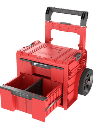 Qbrick System PRO Cart 2.0 Plus Cajón 2 Rojo Ultra HD Caja móvil Custom con ruedas 520 x 415 x 660 mm 9,5L 12L doble asa telescópica extraíble