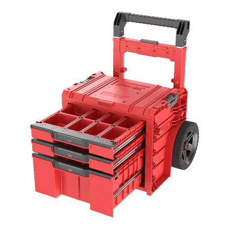 Qbrick System PRO Cart 2.0 Plus Cajón 3 Rojo Ultra HD Caja móvil personalizada con ruedas 520 x 415 x 660 mm 12 l 2x 4,5 l doble asa telescópica extraíble