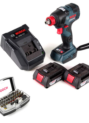 Bosch GDX 18 V-200 C Professional 18 V Li-Ion Akku Drehschlagschrauber + 2 x 2,0 Ah Akku + Lader + 32 tlg. Bit-Set - Toolbrothers