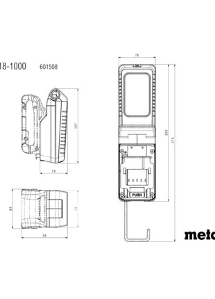 Metabo BSA 18-1000 Akku Baustrahler 18 V 1000 lm + 1x Akku 2,0 Ah - ohne Ladegerät