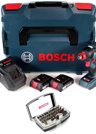 Bosch GDX 18 V-200 C Professional 18 V Li-Ion Akku Drehschlagschrauber Brushless in L-Boxx + 2 x 2,0 Ah Akku + Ladegerät + 32 tlg. Bit-Set - Toolbrothers