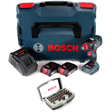 Bosch GDX 18 V-200 C Professional 18 V Li-Ion Akku Drehschlagschrauber Brushless in L-Boxx + 2 x 2,0 Ah Akku + Ladegerät + 32 tlg. Bit-Set - Toolbrothers