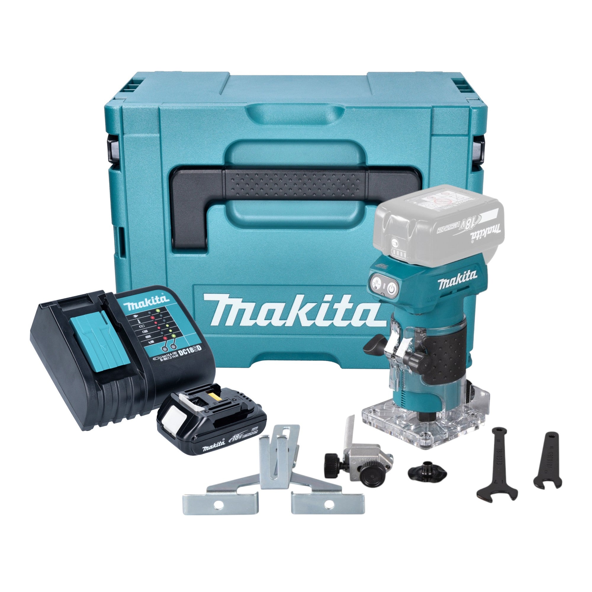 Makita DRT 52 SY1J Akku Kantenfraese 18 V 6 mm Brushless 1x Akku 1 5 Ah Ladegeraet Makpac 0 - toolbrothers